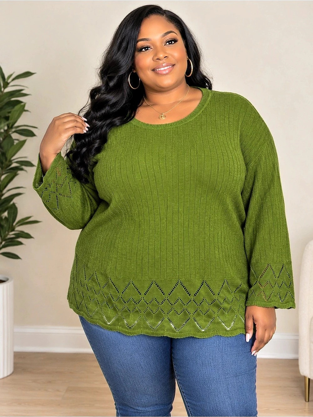 Olive Knit Sweater Size 2X NWT
